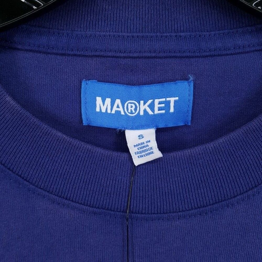 MARKET STUDIO Shirt Mens Small Blue Purple Pullover Crew Sacred Basketball Tee - Picture 3 of 8